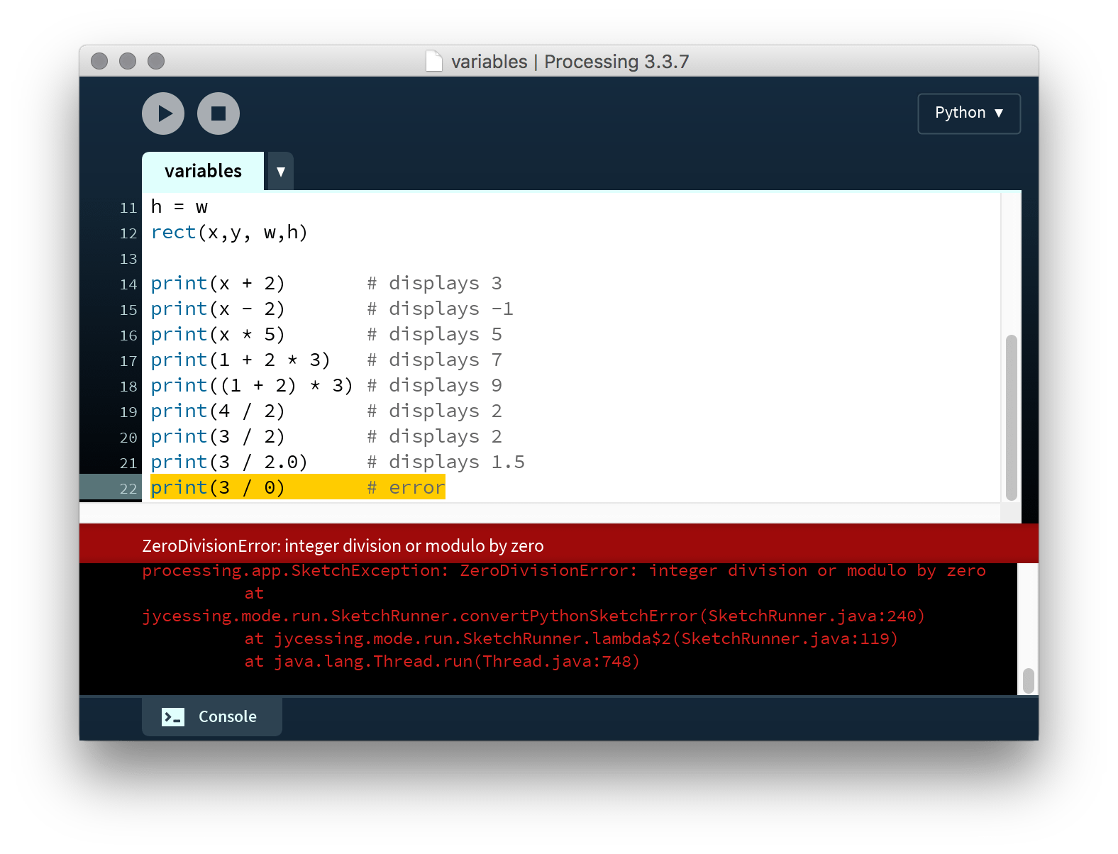 Processing Py In Ten Lessons 1 5 Arithmetic Operators