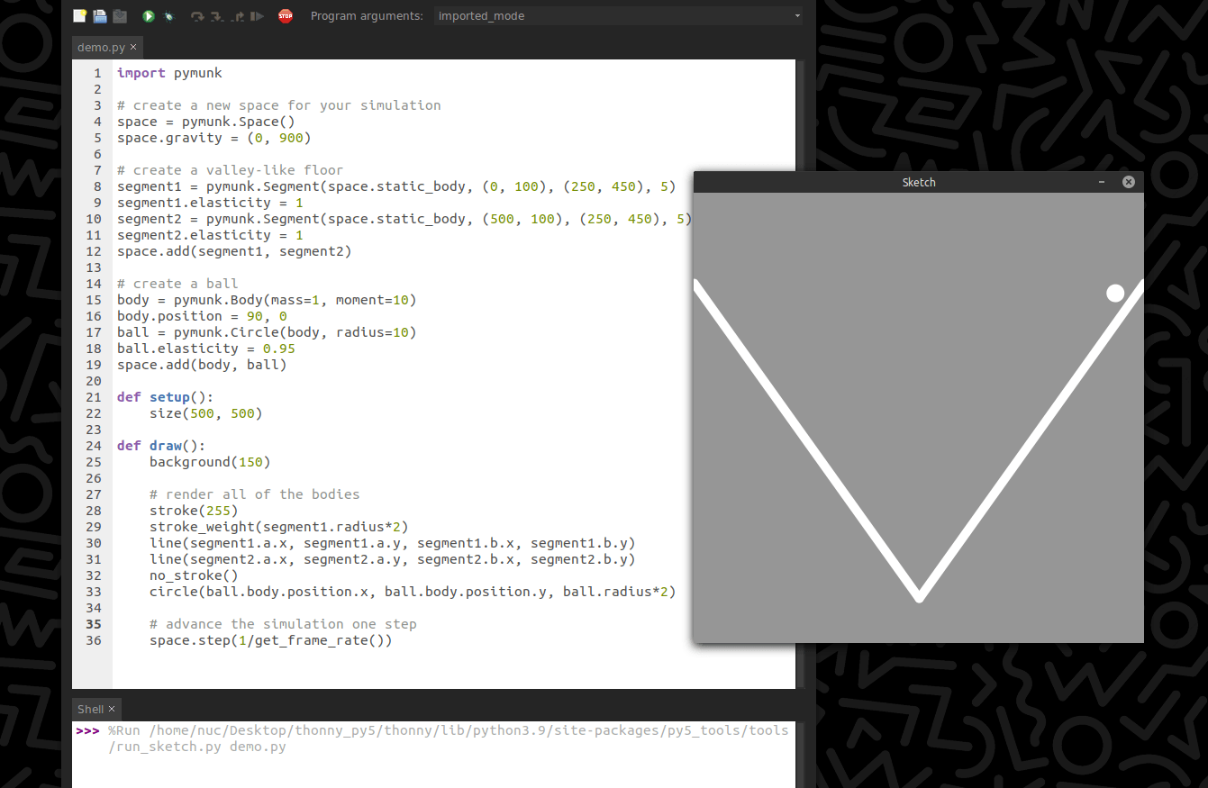 defining a matrix in using thonny